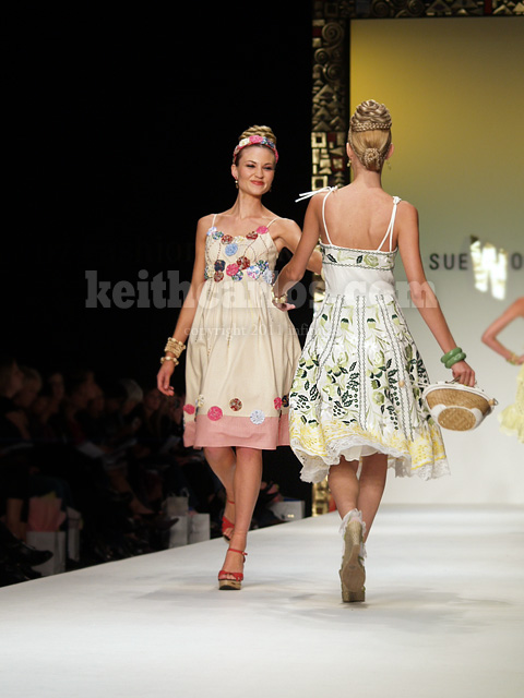 Sue Wong runway catwalk at Mercedes-Benz Fashion Week Los Angeles